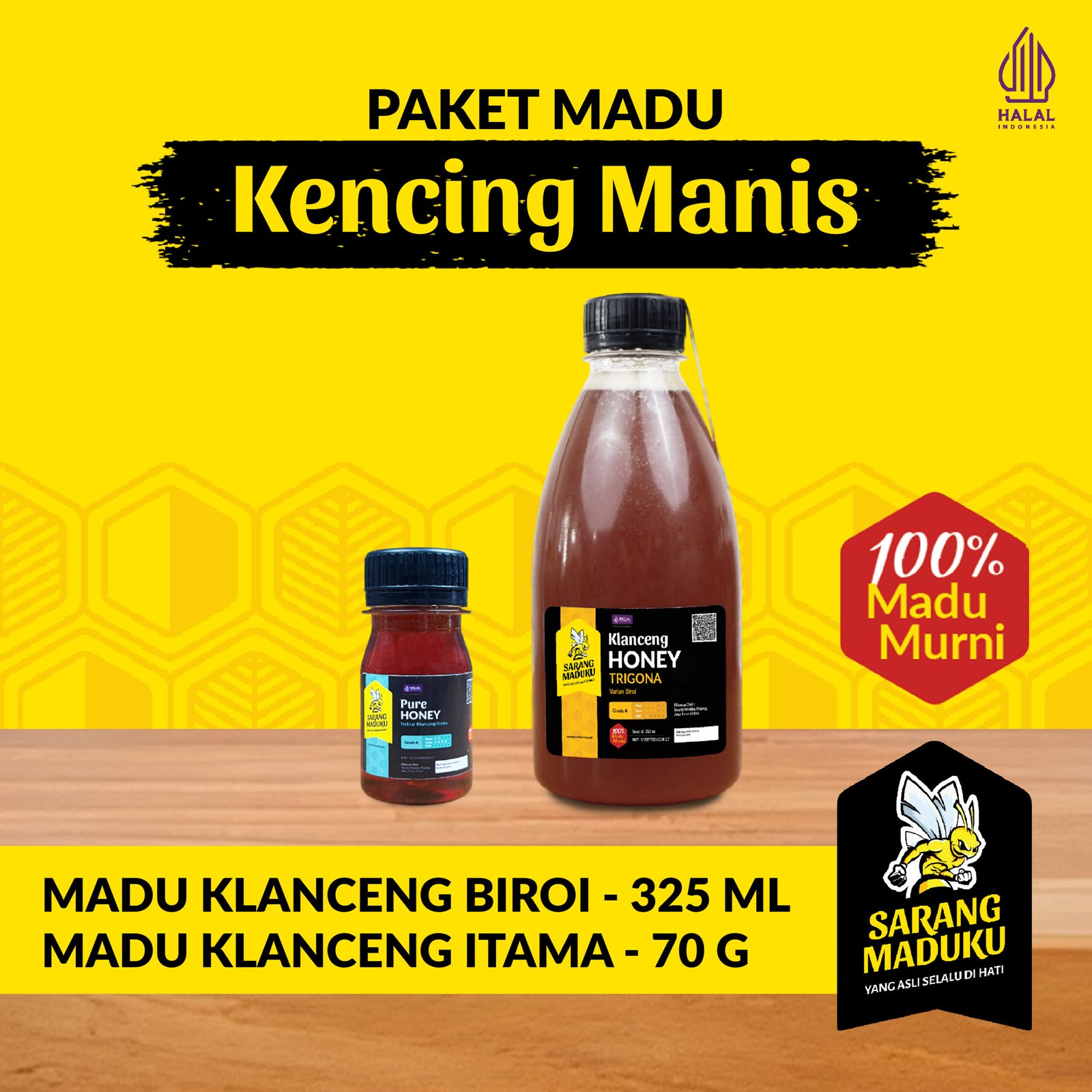 SMMT Paket (Kencing Manis) Sarang Maduku Madu Klanceng Biroi 325ml + Itama 70gr | Raw Honey Asli
