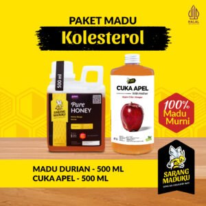 Sarang Maduku Paket Kolesterol 2 in 1 Madu Durian dan Cuka Apel Pendukung Pola Sehat 500 ML