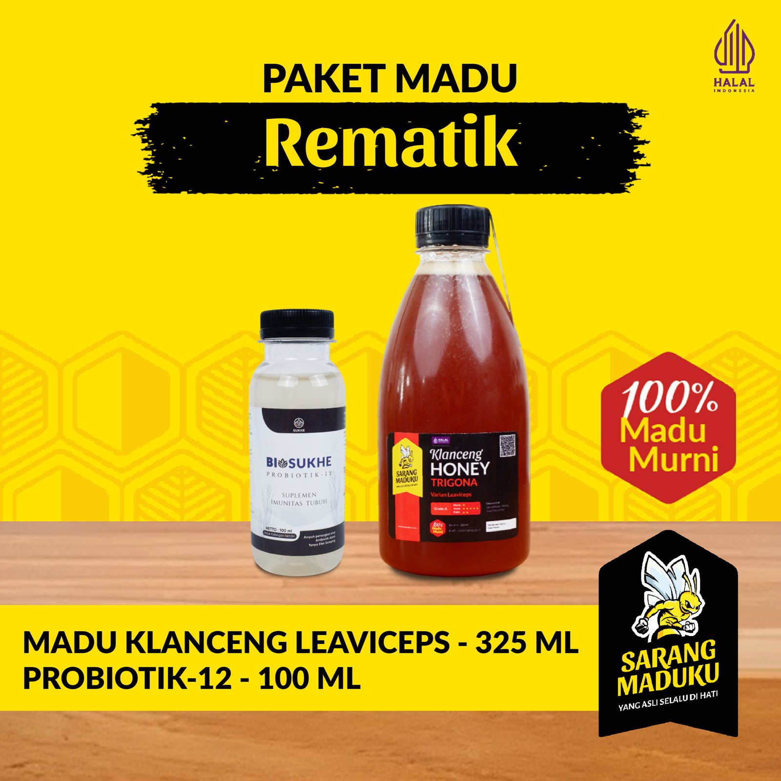 SMMT Paket (Rematik) Sarang Maduku Madu Klanceng Leavyceps 325ML dan Biosukhe 12 Madu Rematik Asli Murni Raw Honey