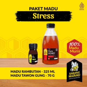 Sarang Maduku Madu Rambutan 325ML dan Madu Hutan Tawon Gung 70GR Madu Asli Anti Stress Murni Raw Honey